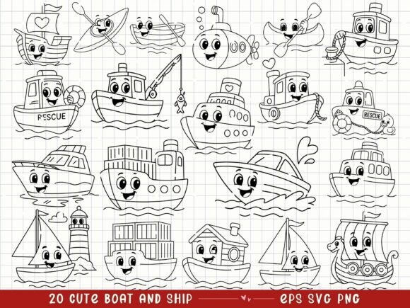 Download Cute Boat and Ship Kids Transportation - Transport Collection