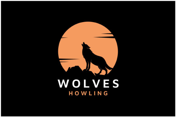 Download Beauty Howling Wolf and Golden Moon Logo - Moon logo Collection