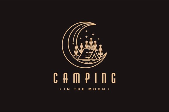 Download Line Art Camping in the Moon Logo - Moon logo Collection