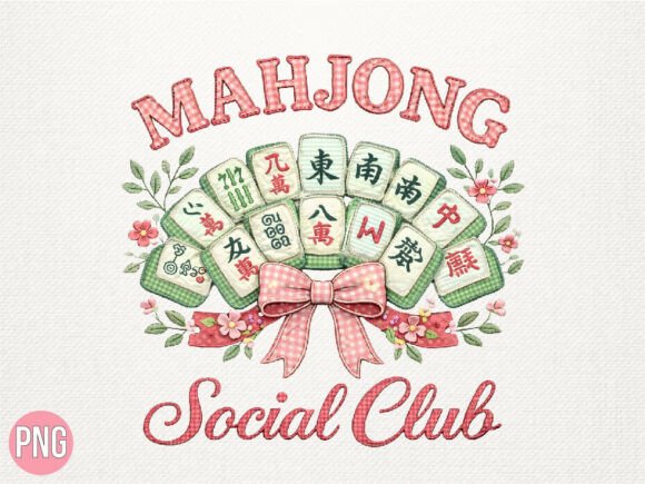 Download Mahjong Social Club Floral Retro PNG - Club Collection