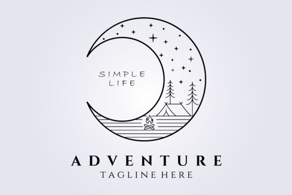 Download Night Camping on the Moon Logo Line Art - Moon logo Collection