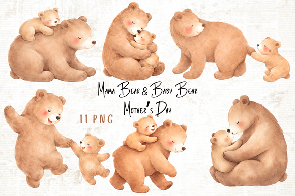 Download Mama Bear &amp; Baby Bear Mother’s Day PNG - Premium Resources